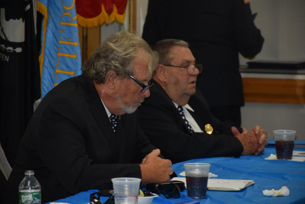 (L-R) Financial Secretary Mike Doherty and
Treasurer George Hill, 50-yr award recipient