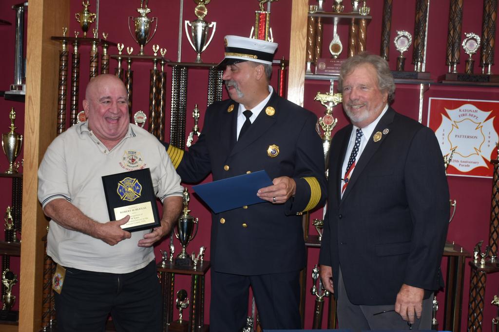 LCFD's Robert Schlegel, who ran the PCVFA's Oldies Show for 25 years, receives recognition for his dedicated service in the PCVFA