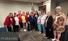 (l-r) Janine Wheeler (LAPCVFA's honorary member!), Rec'g Secy Sheri King, Past Pres. Mary Delaney, Past Pres. Susan Jamison, Past Pers./Sitting President Gina-Marie Pacicca, Historian Ellie Merrill, Director Heidi Wheelock, Past Pres. Verna Bergstrom, Director Kathy Bellmio, Past Pres. Selena Cable, Past Pres/1VP/County VP Carol Madden