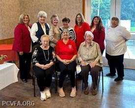 Seated (L-R): Past Presidents Selena Cable, Mary Delaney, Carol Kraus ... 
Standing (L-R): President Gina-Marie Pacicca, Past Presidents Carol Madden and Susan Jamison, followed by Eleanor Merrill, Alicia Canfield, Director Heidi Wheelock and Recording Secretary Sheri King